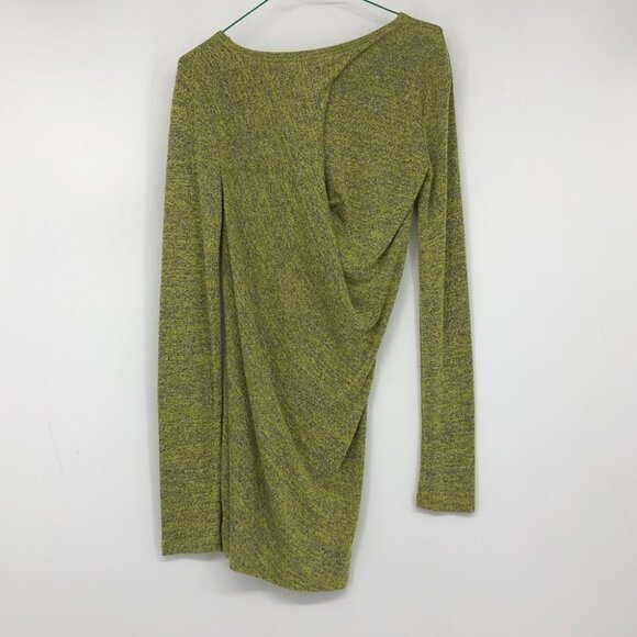 T By Alexander Wang marled yellow LS bodycon mini dress  drape twist back - Picture 4 of 16